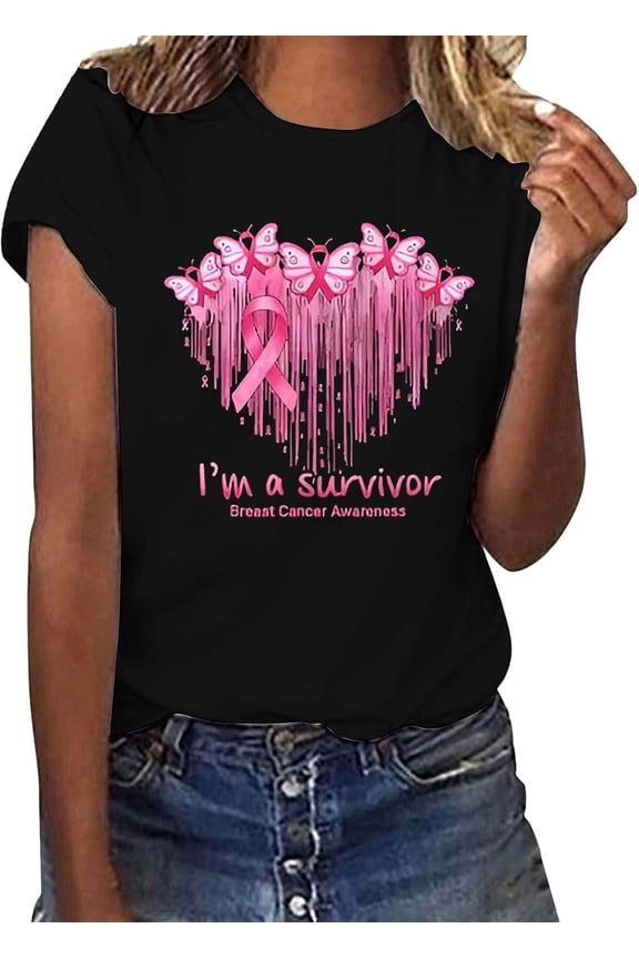 Breast Cancer Shirt Women Pink Ribbon Awareness T-Shirt Breast Cancer Survivor We Fight Together Warrior Tee Tops