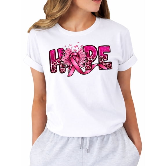 Breast Cancer Shirt Women Pink Ribbon Shirts Breast Cancer Awareness T-Shirts Spread The Hope Tee Top