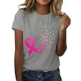 thumbnail image 1 of Breast Cancer Shirt Women Pink Ribbon Shirts Breast Cancer Awareness Tee Cancer Survivor Crewneck T-shirts Short Sleeve Tops (Grey, M), 1 of 6