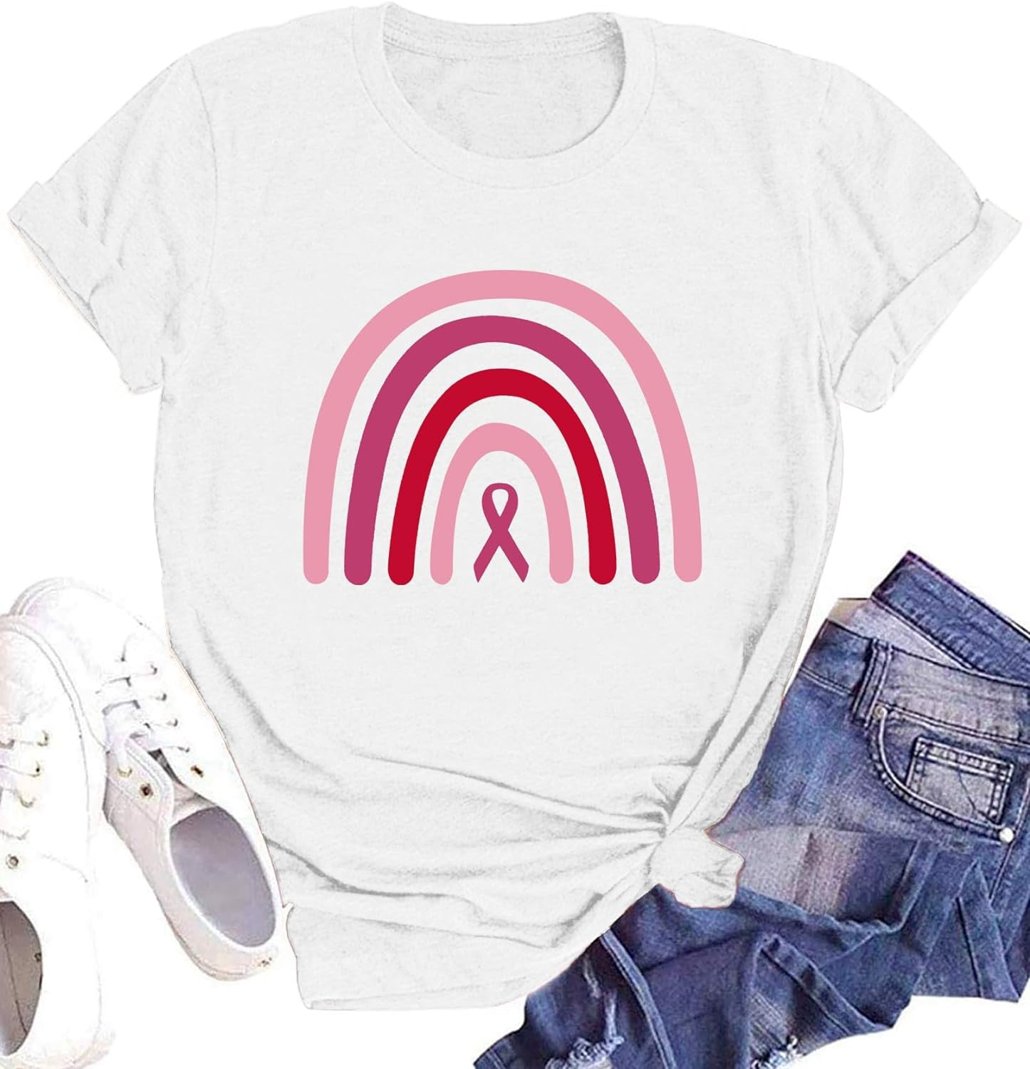 Breast Cancer Shirt for Women Pink Ribbon T-Shirts Graphics Support ...