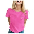 thumbnail image 1 of Cancer Shirts Women Cancer Awareness T-Shirts Cancer Survivor Pink Ribbon Short Sleeve Graphic Tee Short Sleeve Crew Neck Tops (Hot Pink,S, 1 of 4
