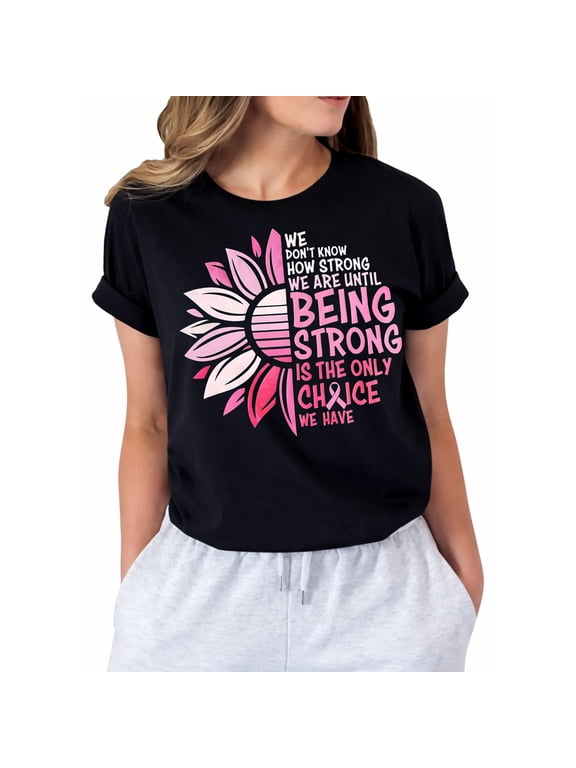Breast Cancer Shirts Women Breast Cancer Awareness T-Shirts Cancer Survivor Pink Ribbon Short Sleeve Graphic Tee Tops