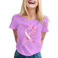 thumbnail image 1 of Breast Cancer Shirts Women Pink Ribbon Cure Cancer Awareness T-Shirt Breast Cancer Survivor We Fight Together Warrior Short Sleeve Tee Top (Purple, M), 1 of 4