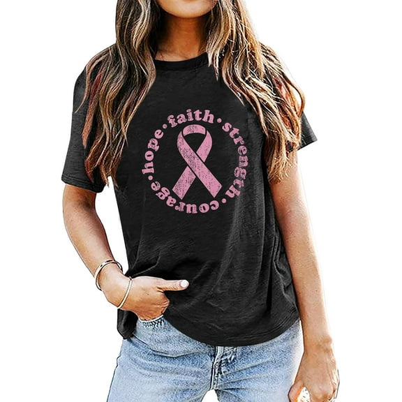 Breast Cancer Shirts: Womens Hope Faith Shirt Pink Ribbon Tshirt Breast Cancer Gifts Fall Short Sleeve Tops