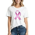 thumbnail image 1 of Breast Cancer Shirts for Women Pink Ribbon Breast Cancer Awareness T-Shirt Short Sleeve Tee Tops, 1 of 3