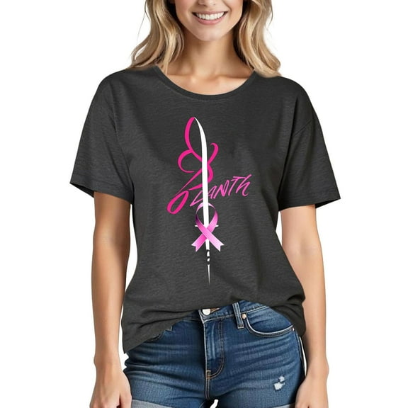 Breast Cancer Shirts for Women Pink Ribbon Breast Cancer Awareness T-Shirt Short Sleeve Tee Tops