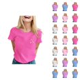 thumbnail image 1 of Cancer Shirts for Women Pink Ribbon Graphic Tees Short Sleeve Crewneck Cancer Awareness Shirt, 1 of 5