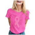 thumbnail image 1 of Cancer Shirts for Women Pink Ribbon Print Short Sleeve Tees Summer Casual Fight Cancer Crew Neck Tops, 1 of 4
