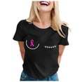 thumbnail image 1 of Cancer Shirts for Women Pink Ribbon Print Short Sleeve Tees Summer Casual Fight Cancer Crew Neck Tops, 1 of 4
