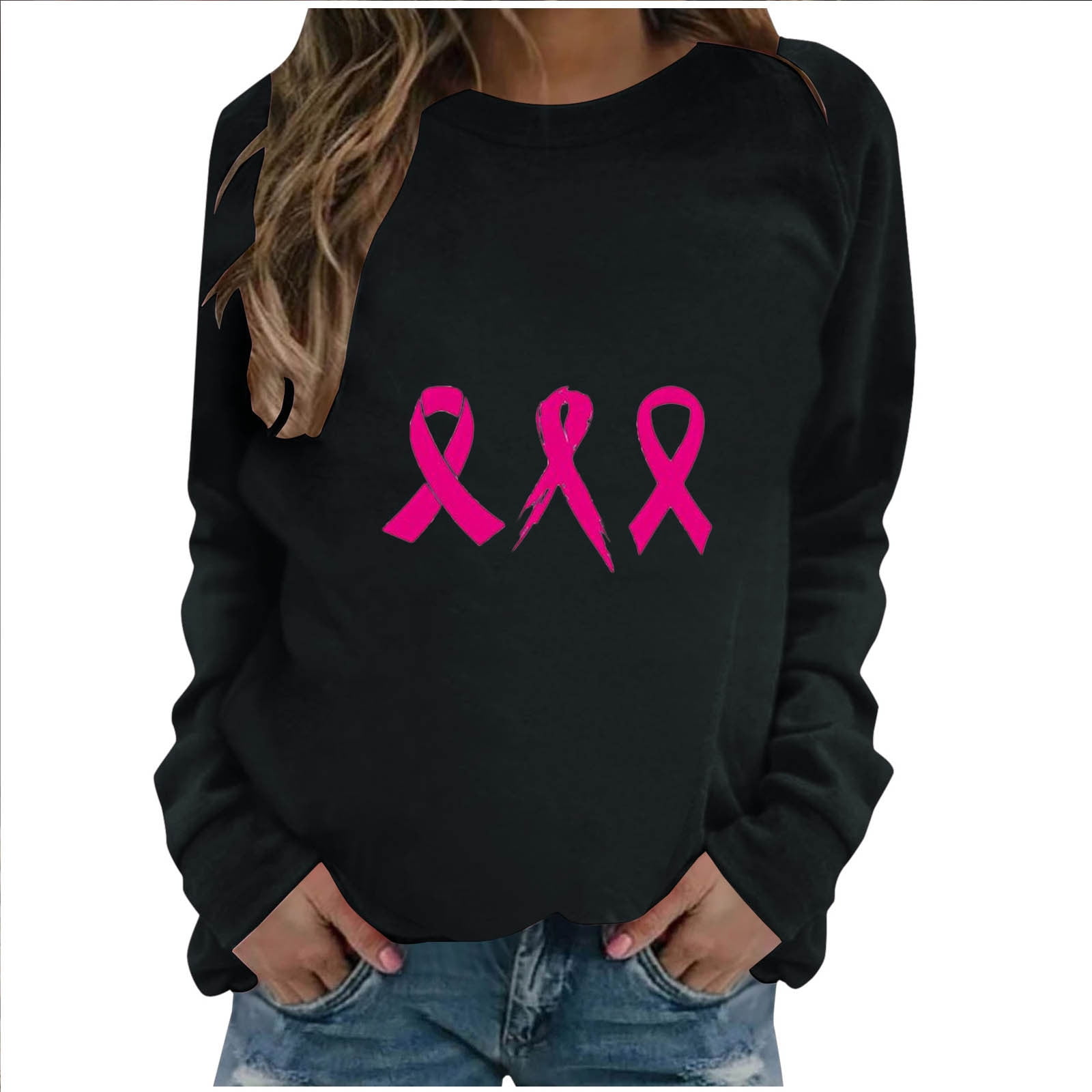 Breast Cancer Shirts for Women Pink Ribbon Sweatshirt Cancer Fight