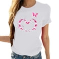 thumbnail image 1 of Breast Cancer Shirts for Women Pink Ribbon and Butterfly Short Sleeve Loose V Neck Tshirts, 1 of 3