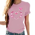 thumbnail image 1 of Breast Cancer Shirts for Women Pink Ribbon and Butterfly Short Sleeve Loose V Neck Tshirts, 1 of 3