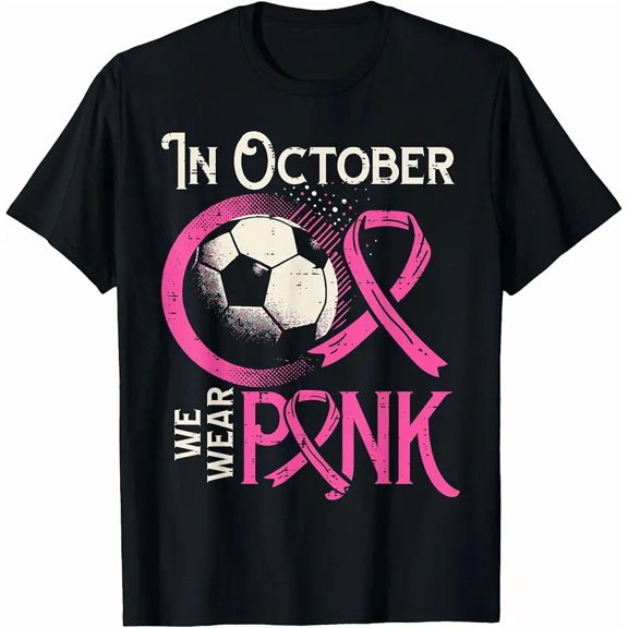 Breast Cancer Soccer October Wear Pink Awareness Football T-Shirt