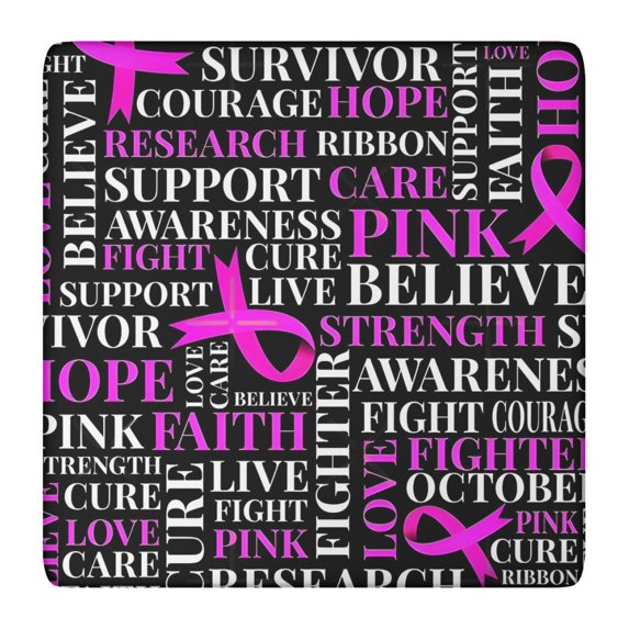 Breast Cancer Square Fitted Tablecloth with Elastic Edge,Square Table Cover,Washable Elastic Table Cover for Home Kitchen Party Decor 36"x36"