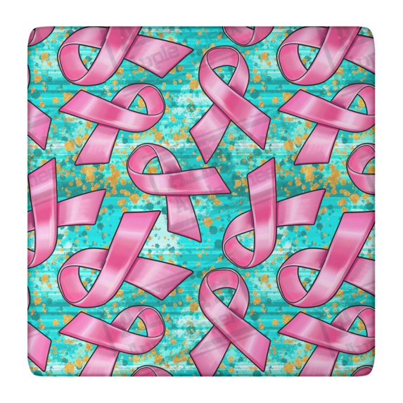 Breast Cancer Square Fitted Tablecloth with Elastic Edge,Square Table Cover,Washable Elastic Table Cover for Home Kitchen Party Decor 36"x36"