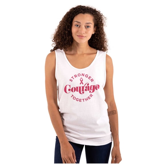 Breast Cancer Stronger & Courage Tank Top Tee Shirt Women Brisco Brands S