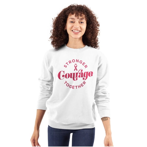 Stronger Together Courage Ribbon Women Plus Size Crewneck Sweatshirt Brisco Brands 4X