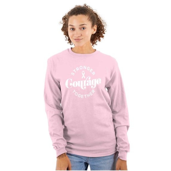 Breast Cancer Stronger & Courage Women's Long Sleeve T Shirt Brisco Brands L