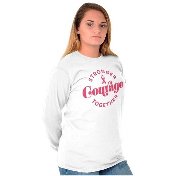 Breast Cancer Stronger & Courage Women's Long Sleeve T Shirt Brisco Brands S