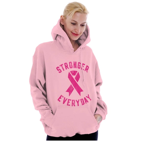Breast Cancer Stronger Everyday Hoodie Sweatshirt Women Brisco Brands S