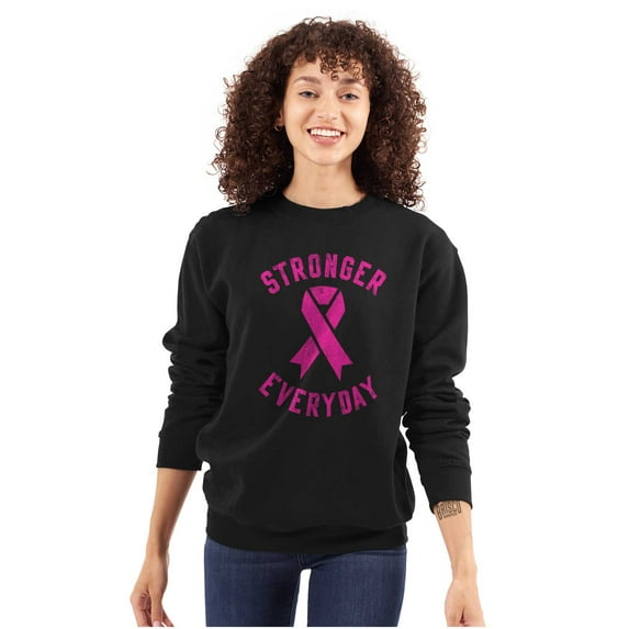 Breast Cancer Stronger Everyday Women Plus Size Crewneck Sweatshirt Brisco Brands 5X