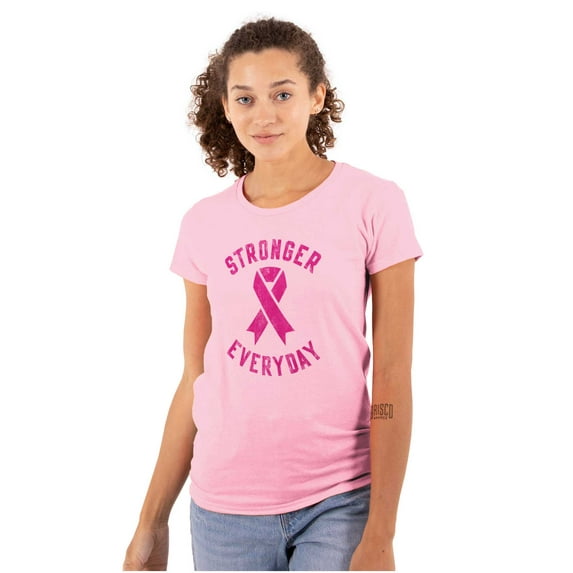 Breast Cancer Stronger Everyday Womens Slim Fit Graphic Tee Brisco Brands X