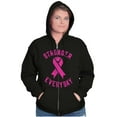 thumbnail image 1 of Breast Cancer Stronger Everyday Womens Plus Size Graphic Zipper Hoodie Brisco Brands 5X, 1 of 5
