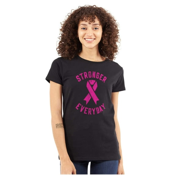 Breast Cancer Stronger Everyday Womens Slim Fit Graphic Tee Brisco Brands S