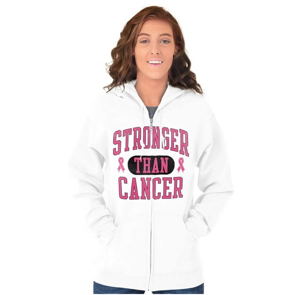 Breast Cancer Stronger Than Cancer Zip Hoodie Sweatshirt Women Brisco Brands L