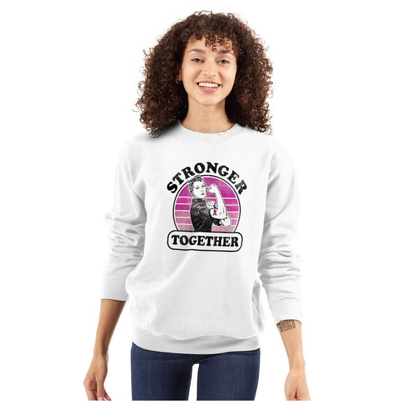 Breast Cancer Stronger Together Women Plus Size Crewneck Sweatshirt Brisco Brands 3X