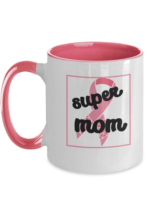 Breast Cancer Super Mom Pink Mug