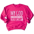 thumbnail image 1 of Breast Cancer Support Christian My God is Stronger Crewneck Sweatshirt, L, Pink, 1 of 5