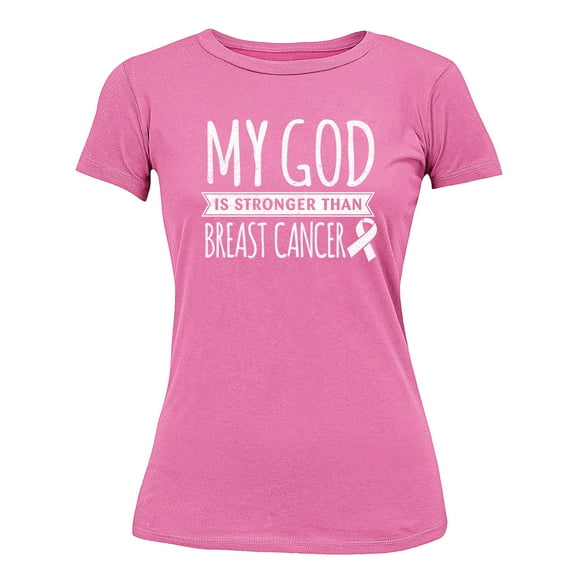 Breast Cancer Support Christian My God is Stronger Women's T-shirt, XL, Azalea Pink