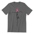 thumbnail image 1 of Breast Cancer Support Faith Cross Men's T-shirt, 2XL, Charcoal, 1 of 5