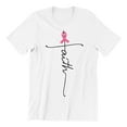 thumbnail image 1 of Breast Cancer Support Faith Cross Men's T-shirt, S, White, 1 of 5