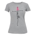 thumbnail image 1 of Breast Cancer Support Faith Cross Women's T-shirt, 3XL, Heather Gray, 1 of 5