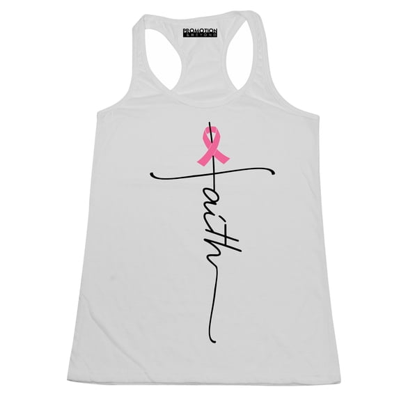 Breast Cancer Support Faith Cross Women's Tank Top, S, White