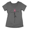 thumbnail image 1 of Breast Cancer Support Faith Cross Women's V-neck, S, Charcoal, 1 of 5