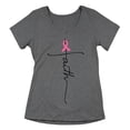 thumbnail image 1 of Breast Cancer Support Faith Cross Women's V-neck, XL, Heather Charcoal, 1 of 5