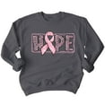 thumbnail image 1 of Breast Cancer Support Hope Pink Ribbon Crewneck Sweatshirt, M, Charcoal, 1 of 5
