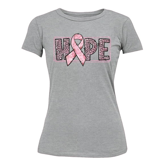 Breast Cancer Support Hope Pink Ribbon Women's T-shirt, M, Heather Gray