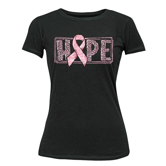 Breast Cancer Support Hope Pink Ribbon Women's T-shirt, XL, Black