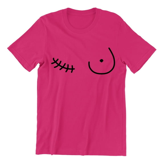 Breast Cancer Support Mastectomy Scar Survivor Unisex Men's T-shirt, 3XL, Cyber Pink