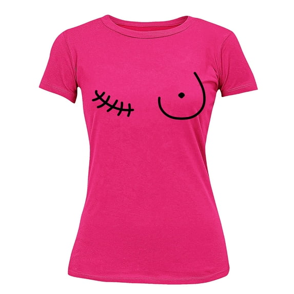 Breast Cancer Support Mastectomy Scar Survivor Women's T-shirt, XL, Cyber Pink