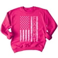 thumbnail image 1 of Breast Cancer Support Pink Ribbon Fight US Flag Crewneck Sweatshirt, 2XL, Pink, 1 of 5