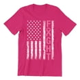 thumbnail image 1 of Breast Cancer Support Pink Ribbon Fight US Flag Unisex Men's T-shirt, S, Cyber Pink, 1 of 5