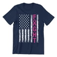 thumbnail image 1 of Breast Cancer Support Pink Ribbon Fight US Flag Unisex Men's T-shirt, XL, Navy, 1 of 5