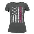 thumbnail image 1 of Breast Cancer Support Pink Ribbon Fight US Flag Women's T-shirt, 3XL, Charcoal, 1 of 5