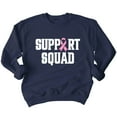 thumbnail image 1 of Breast Cancer Support Squad Pink Ribbon Crewneck Sweatshirt, XL, Navy, 1 of 6