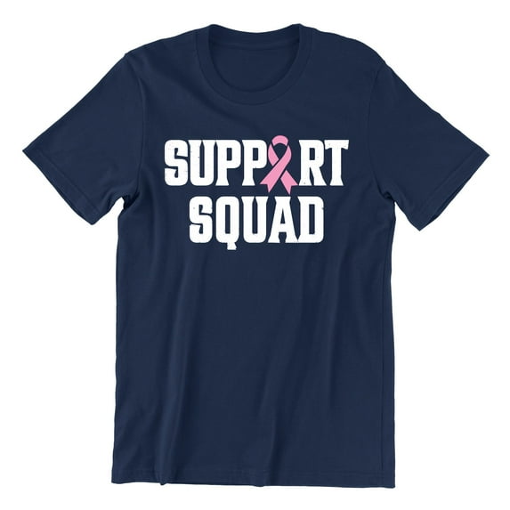 Breast Cancer Support Squad Pink Ribbon Unisex Men's T-shirt, S, Navy